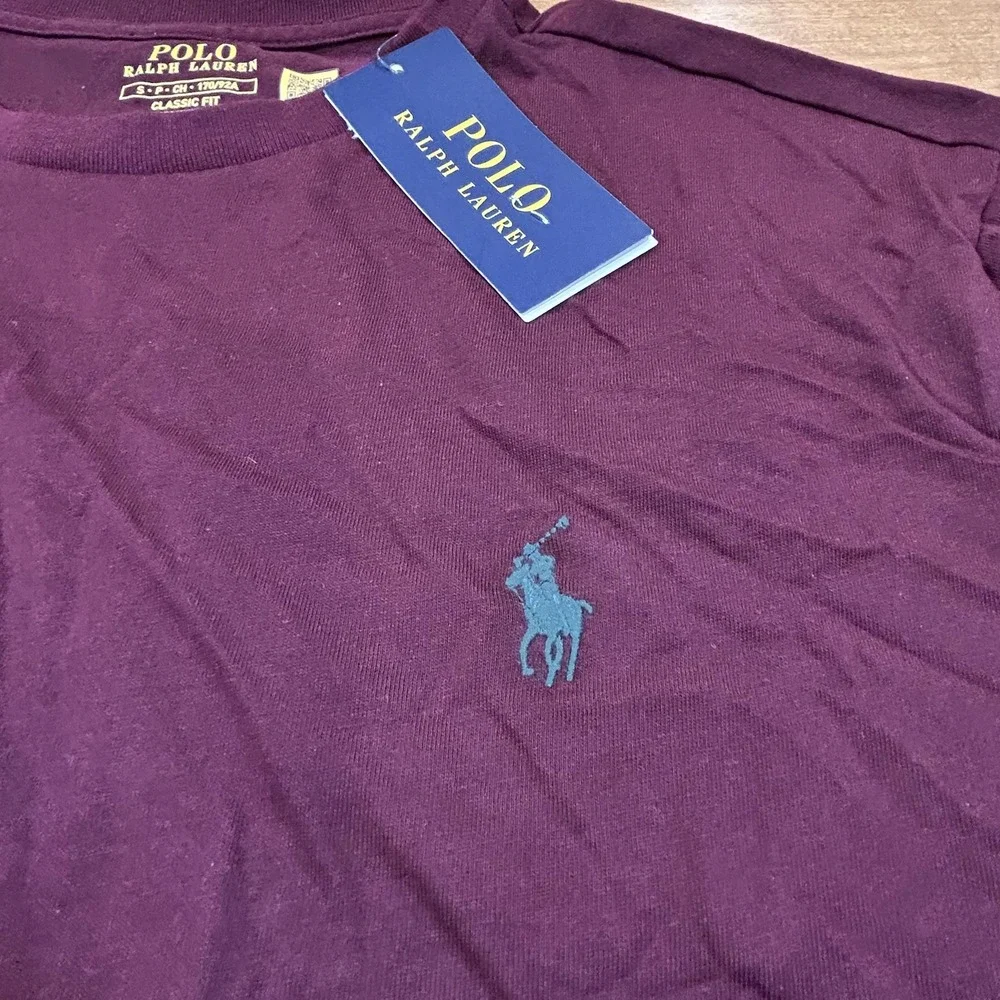 Polo Ralph Lauren Shirt Mens Small Purple Classic Fit Long Sleeve T-Shirt NEW